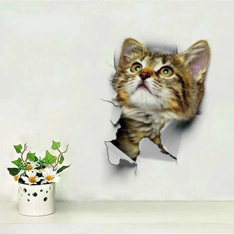 3pcs 3D Cute Cat Self-adhesive - Pvc Panel Background ulasan dan harga