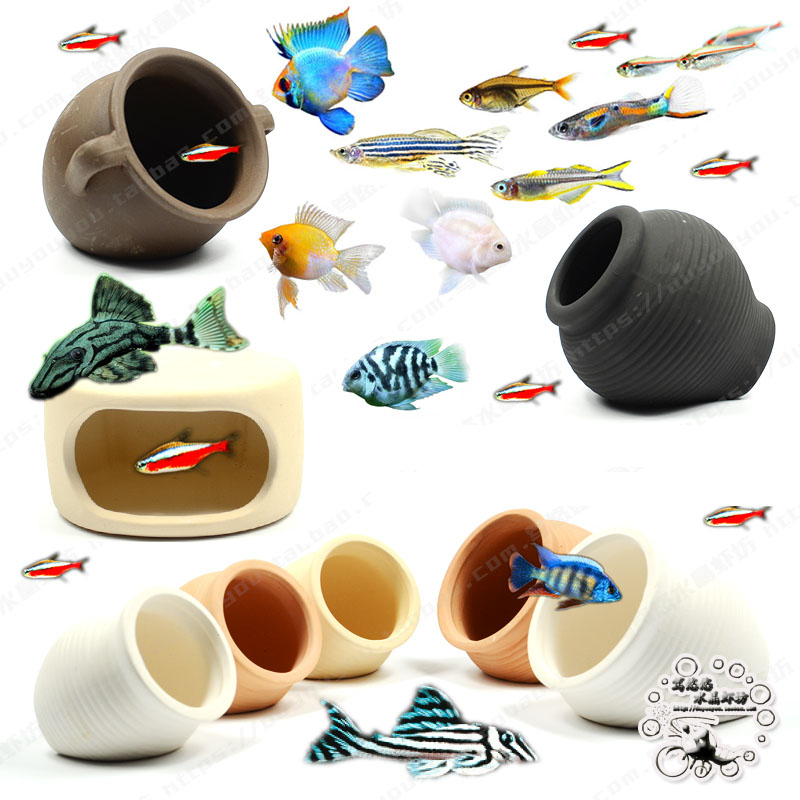 Ceramics Jar Fish Tank Decorat - Hide Cave Ceramic ulasan dan harga