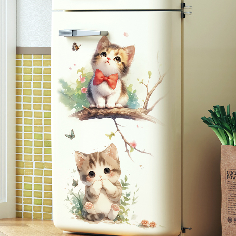 Kawaii Pastel Cat & Butterfly  - Pvc Panel Background ulasan dan harga