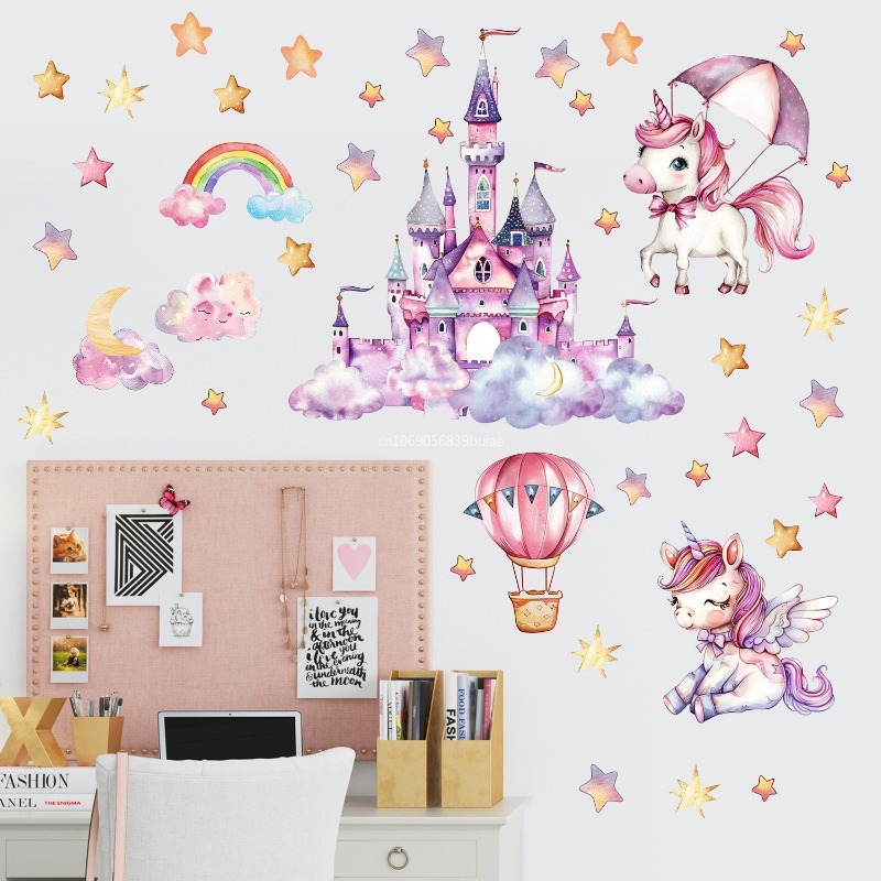 Unicorn Stars Luminous Wall St - Pvc Panel Background ulasan dan harga