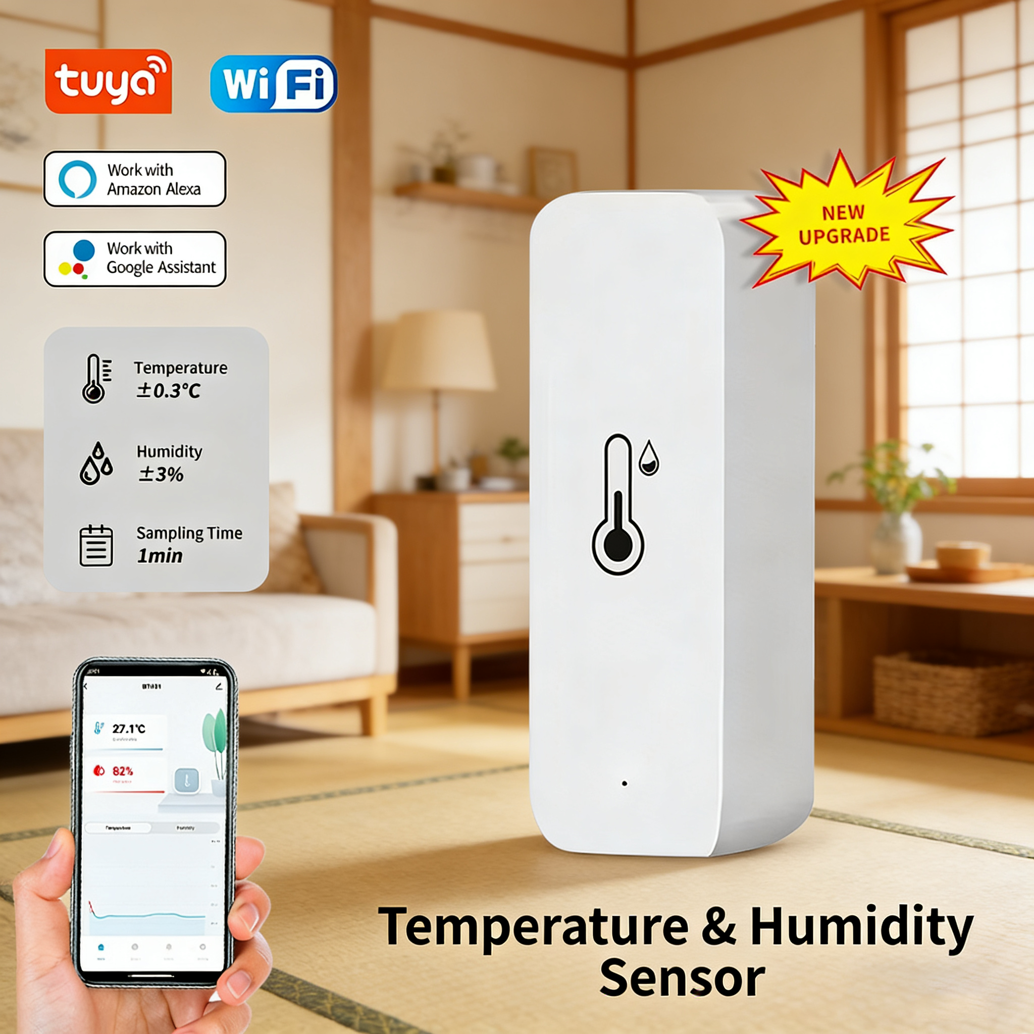 Tuya Smart WiFi Temperature Hu - Digital Hygrometer Probe ulasan dan harga