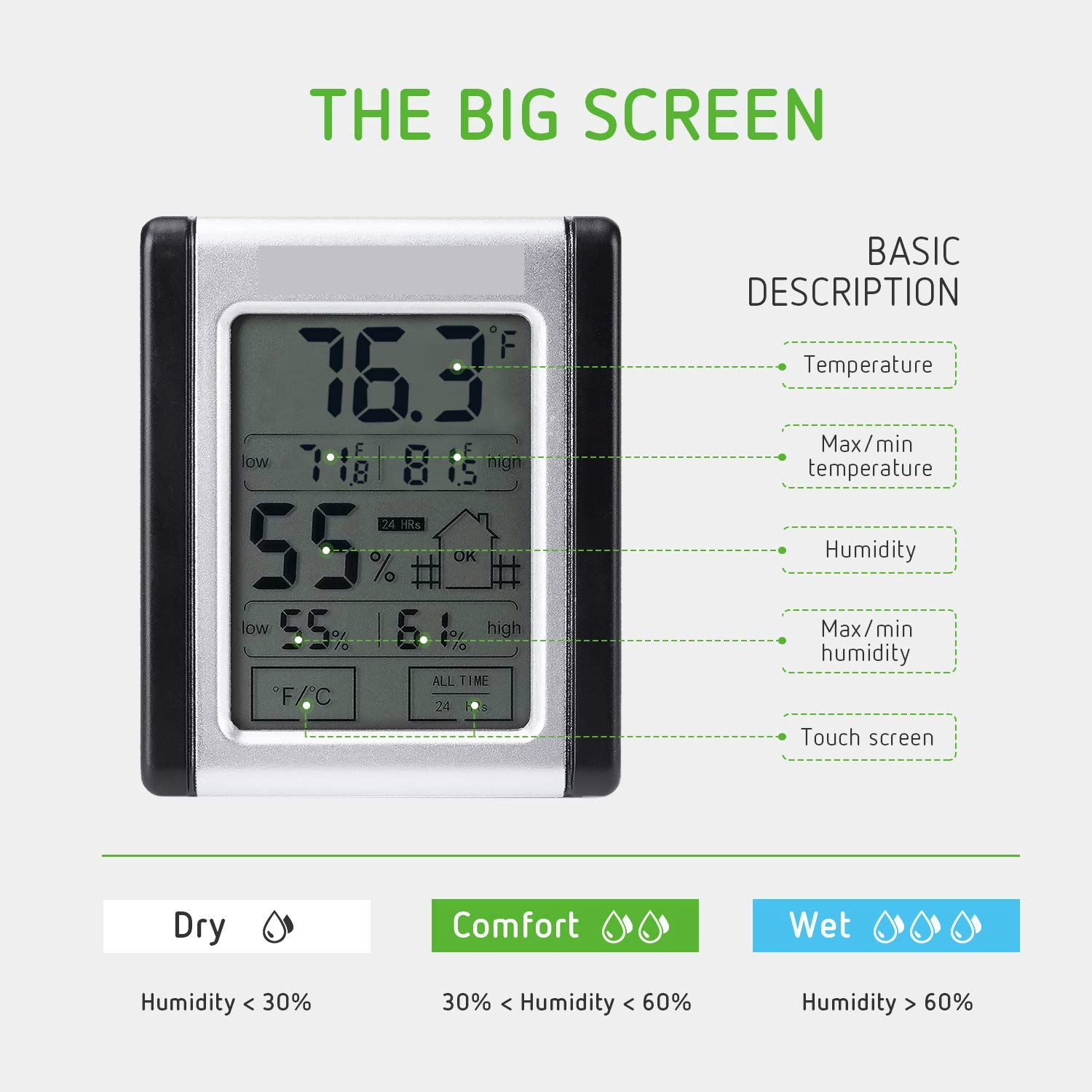 Digital Indoor Thermometer Hyg - Digital Hygrometer Probe ulasan dan harga