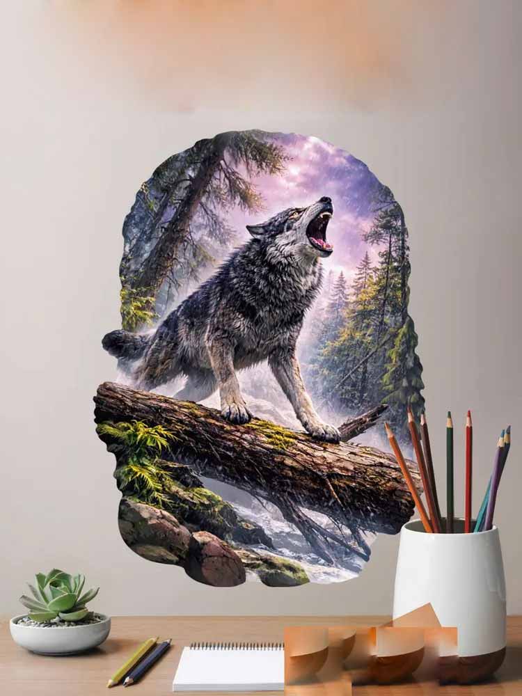 Wild Timberwolves Pattern Wall - Pvc Panel Background ulasan dan harga