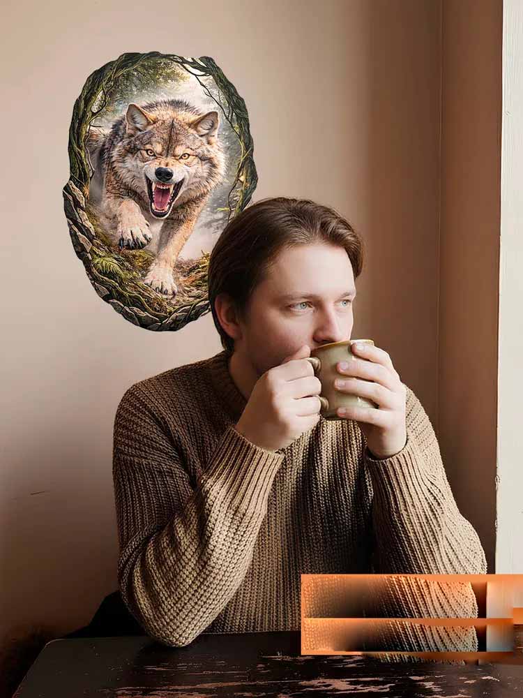 Wild Timberwolves Pattern Wall - Pvc Panel Background ulasan dan harga